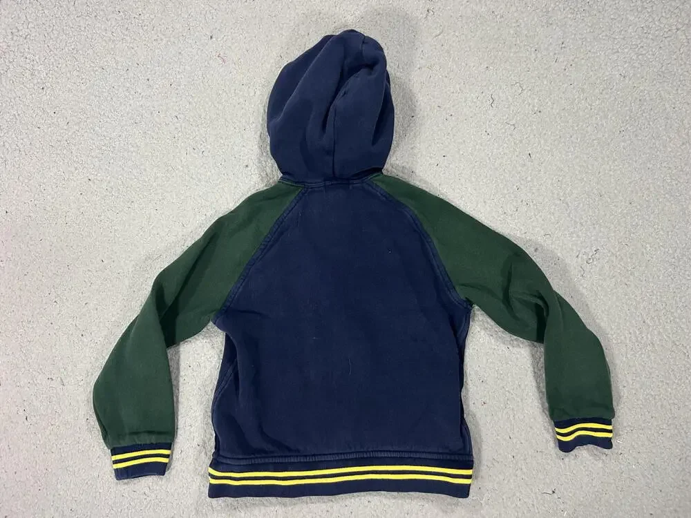 Polo Ralph Lauren Jacket Kids 7 Blue Green Fleece Hooded Varsity Snap Logo